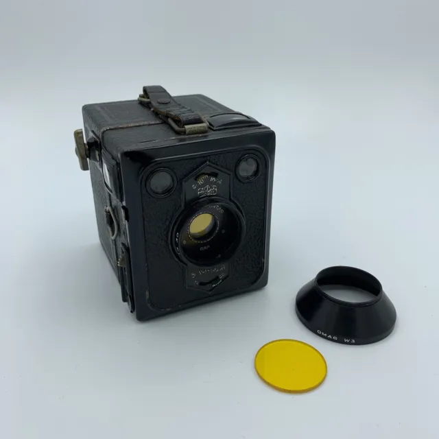 ZEISS IKON BOX TENGOR 54/2 6x4.5cm FRONTAR Lens, Working & Hood / Yellow Filter
