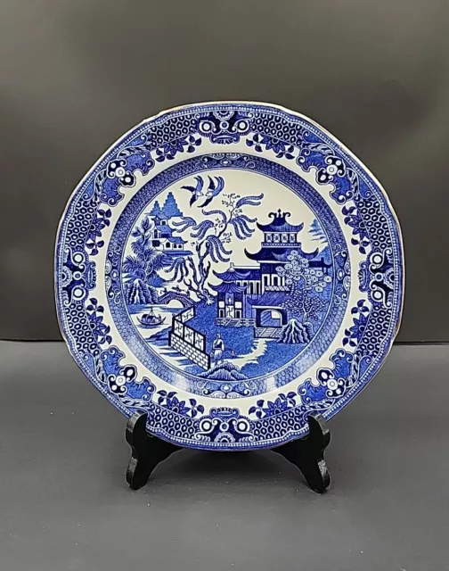 Vintage Blue Willow Burleighware Ironstone Dinner Plate 24.5 cm 1930's England