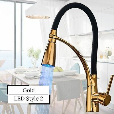 Black Swan Neck Deck Mounted Swivel Rotatable Adjustable Hot Cold Mixer Thermo
