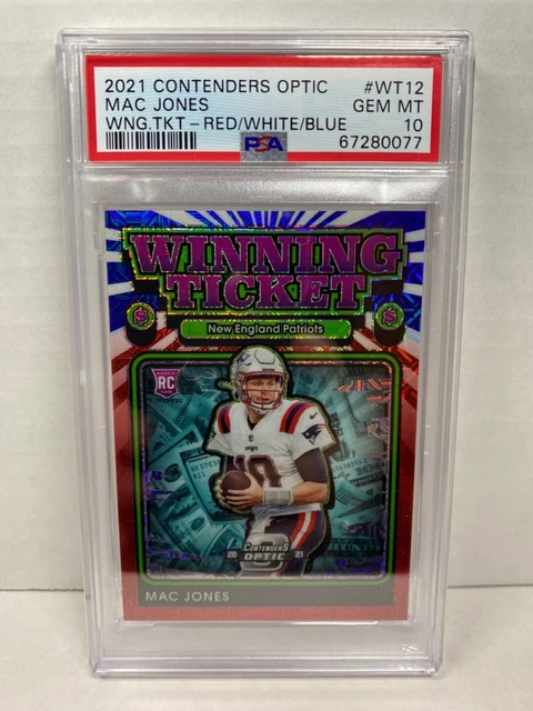 PSA 10 2021 Contenders Optic Mac Jones Winning Ticket Red White Blue RC 7/13