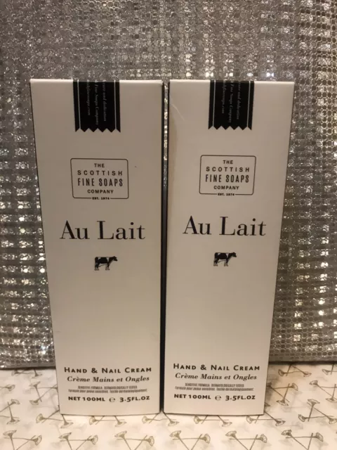 2 X The Scottish Fine Soaps Company Au Lait Hand & Nail Cream 100ml New & Boxed