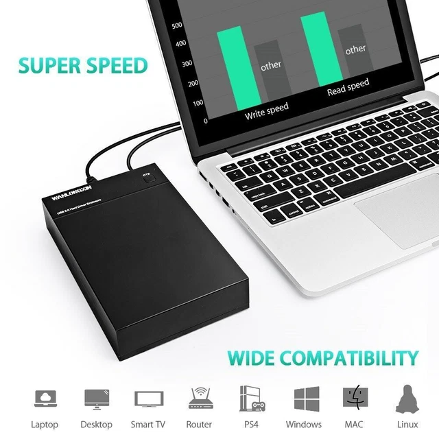 USB 3.0 2.5-3.5inch SATA HDD SSD External Enclosure Hard Disk Drive Case Box AUS 3