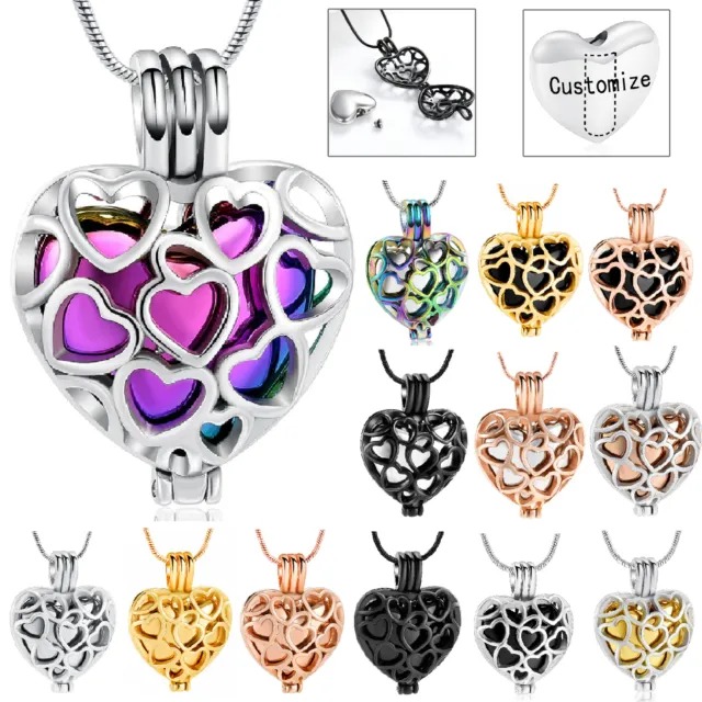 Heart Cremation Jewellery Charm Memorial Necklace For Ashes Urn Keepsake Pendant