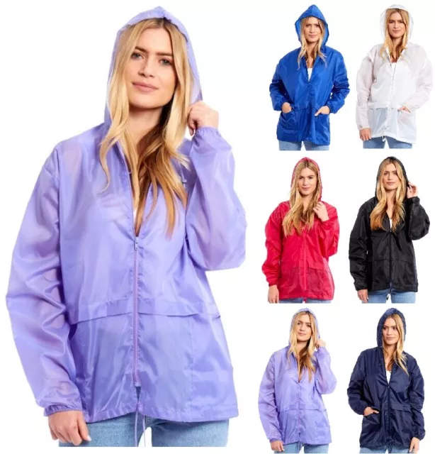 Mens Womens Unisex Raincoat Ladies Shower Rain Kagoul Parka Hooded Jacket Coat
