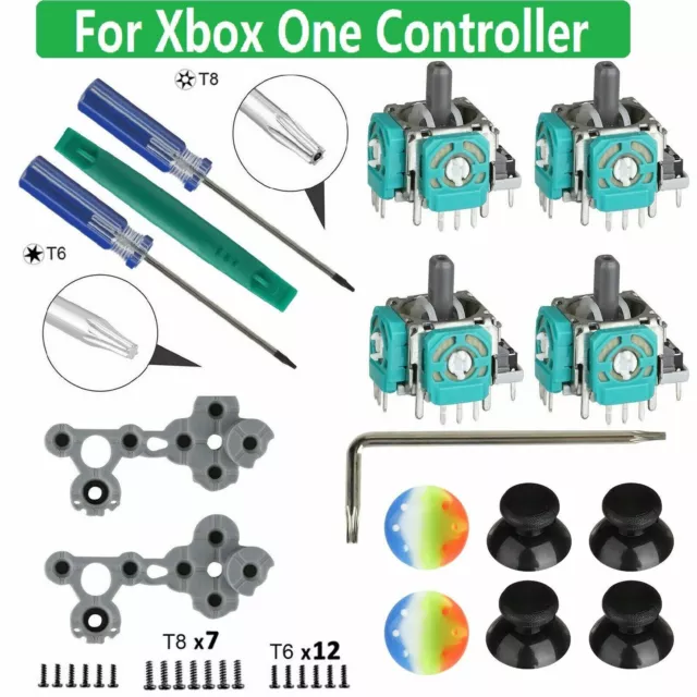 16in1 Replacement 3D Analog Joystick+Cap+Repair Tool Kit for Xbox One Controller