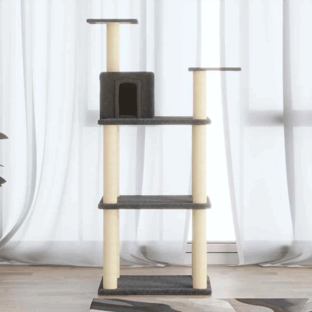 Arbre à chat avec griffoirs en sisal Gris foncé 119 cm