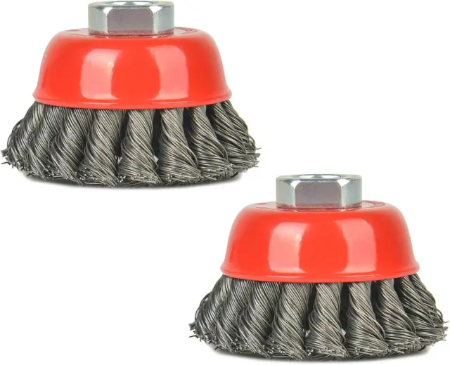 Aain® AA018 3 inch Twisted Knotted Cup Brush with 5/8"-11,Wire Wheel Brush Cup