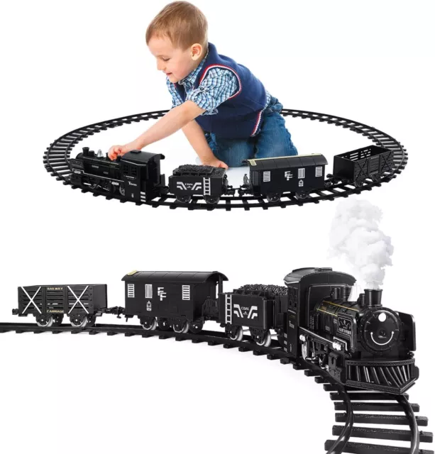 Elektrischer Zug Set Eisenbahn Schienen Spielzeug mit Dampflokomotive Kinder