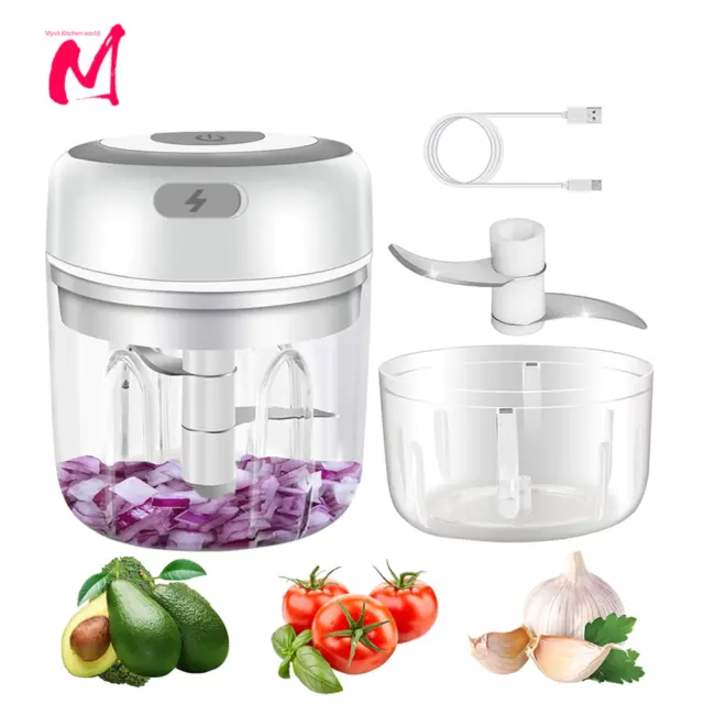 Electric Food Chopper: Mini Garlic Masher, USB Portable Meat, Vegetable Grinder