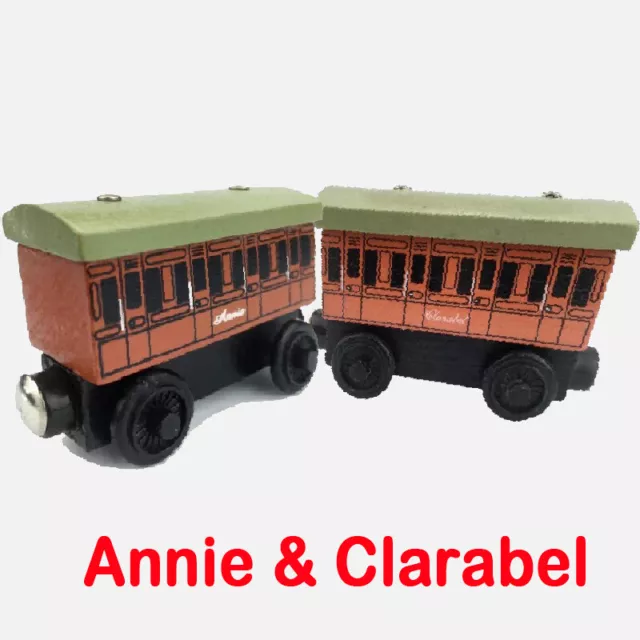 2Pcs Annie & Clarabel Train Wooden Railway Engines Tender For Thomas&Friends