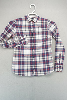J Crew Mercantile Button Up Shirt Womens Size XS Blue White Plaid Cotton