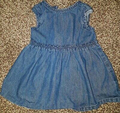 Baby Girl 0-1 Month Upto 1 Month Next Blue Denim dress 100% cotton short sleeve