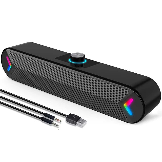 Computer Speakers, Wired USB-Powered Sound-bar Speakers (10W)