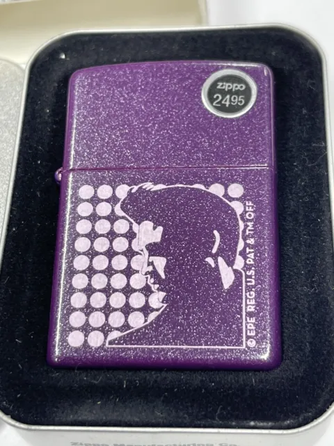 Zippo 2005 Elvis Presley Silhouette Purple Shimmer Lighter Sealed In Box R7 2