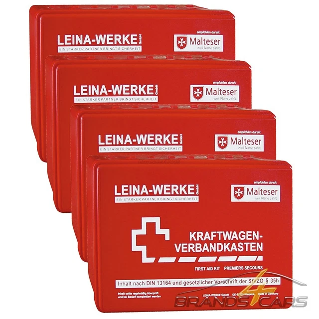 4 Scatole Di Collegamento Leina Kit Pronto Soccorso Din 13164-2022-02 Rosso