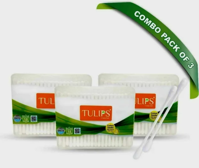 Tulips Oreille Buds / Gaze 100% Pur & Doux Coton (Paquet De 3) 200 Bâton / 400