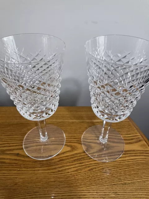 Pair Set of 2 Waterford Alana 10oz. Water Goblets/Wine Glasses 7" Excellent