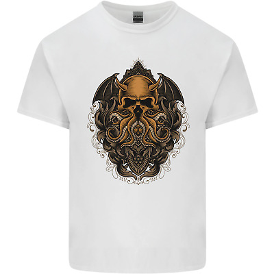 Cthulhu Octopus Kraken Devil Skull Demon Mens Cotton T-Shirt Tee Top