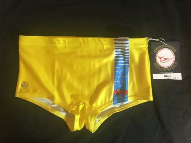 Slip bauli pesce spada VINTAGE gialli anni '80 nuoto budgie contrabbandieri PICCOLI
