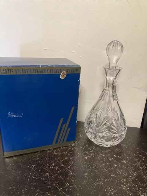 Vintage Atlantis Hand Blown And Cut For Block Full Lead Crystal Wine Decanter