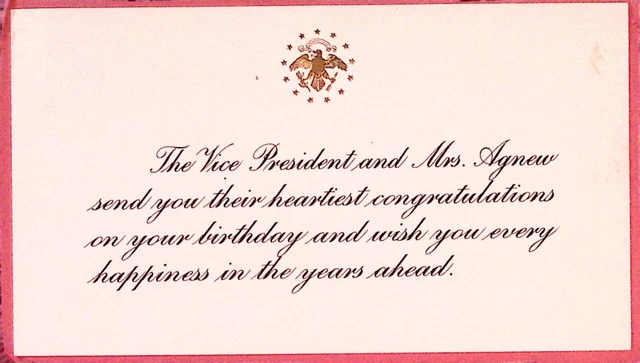 VICE PRESIDENT SPIRO Agnew Birthday Greeting Card £18.85 - PicClick UK