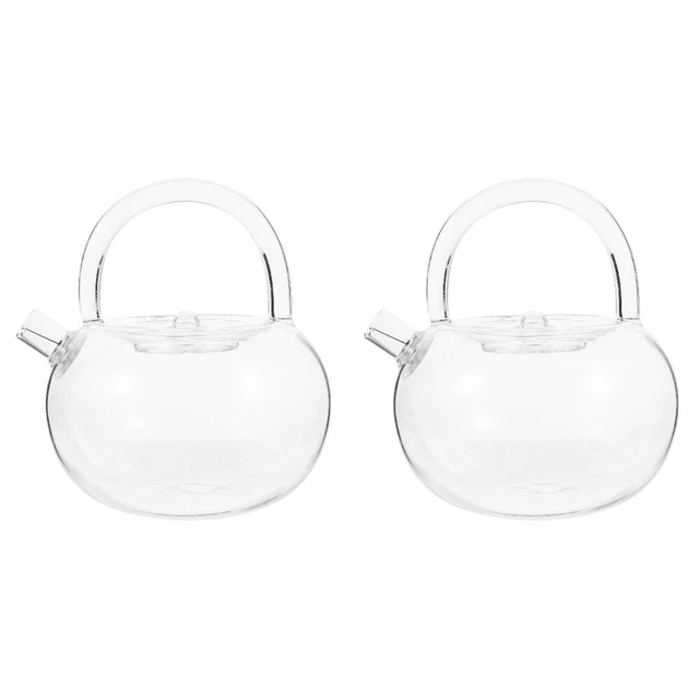 2pcs Glass Teapot Clear Tea Kettle Glass Pot Tea Pot for Loose Tea Blooming