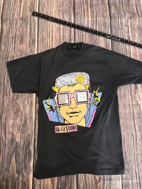 Vintage 80s Vision Street Wear Youth XL USA Skate Shirt Lazer Single Stitch READ