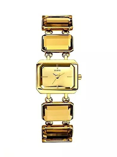 New Guess Gold Tone & Crystal Jewel Dial Bracelet Watch-U14505L1