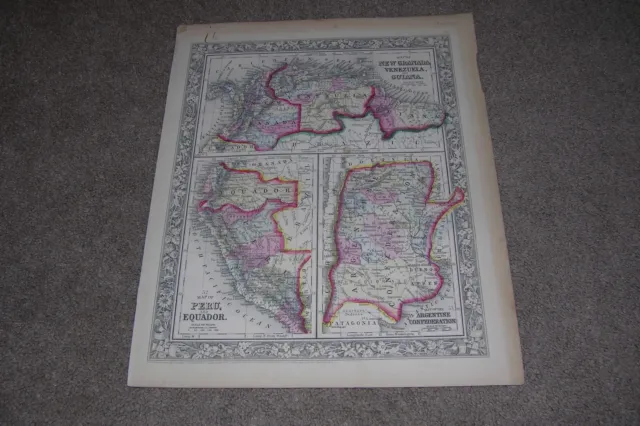 c.1860 New Granada/Venezuela/Argentina Map Antique Map by Mitchell