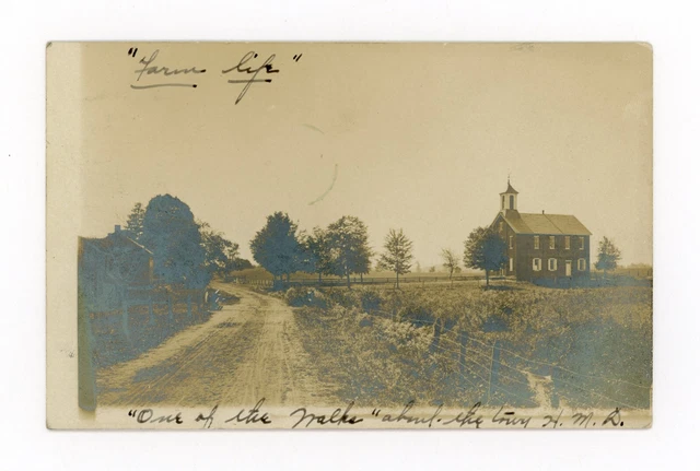 Postcard RPPC Trexlertown Lehigh PA 1907 farm church
