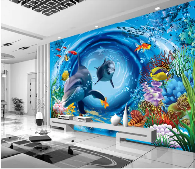 3D Swirl Dolphin Ocean 356 Paper Wall Print Wall Decal Wall Deco Indoor Murals