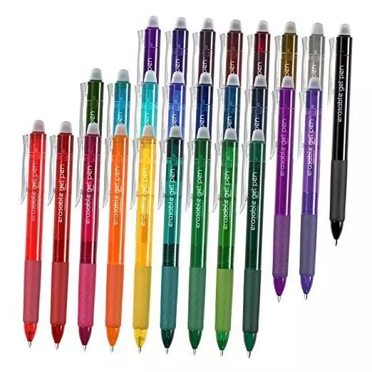 26 Colors Erasable Gel Pens, Retractable Erasable Pens Clicker, Fine 26 colors