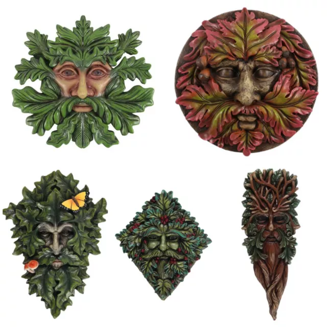 Green Man Wall Plaque Decorative Ornament Greenman Tree Wood Garden Spirit Face