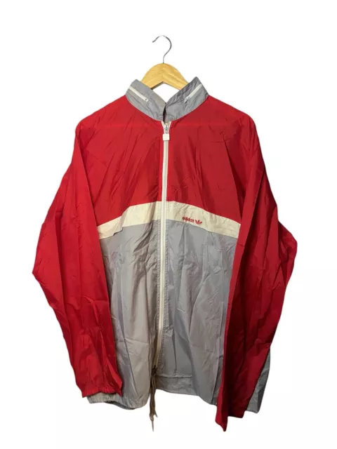 Adidas Vintage Windbreaker Y2K Retro Jacket Red 90s 100% Nylon Mens Large