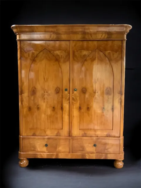 Large Restored Antique Knockdown Burr Walnut Wardrobe Armoire Cupboard