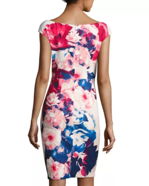 Jax  Women's Boat Neck Floral Cap Sleeve Sheath Dress Pink  8 2