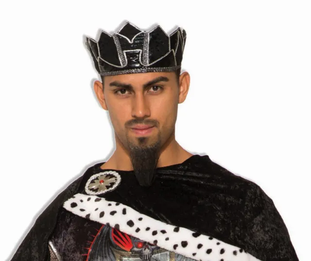 Dark Royalty King Crown Black/Silver  Adjustable Adult Size Soft