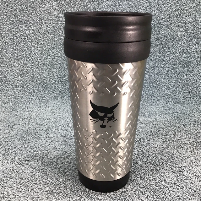 Bobcat Travel Tumbler Mug 14 ounce Faux Stainless Steel Diamond Plated Shell