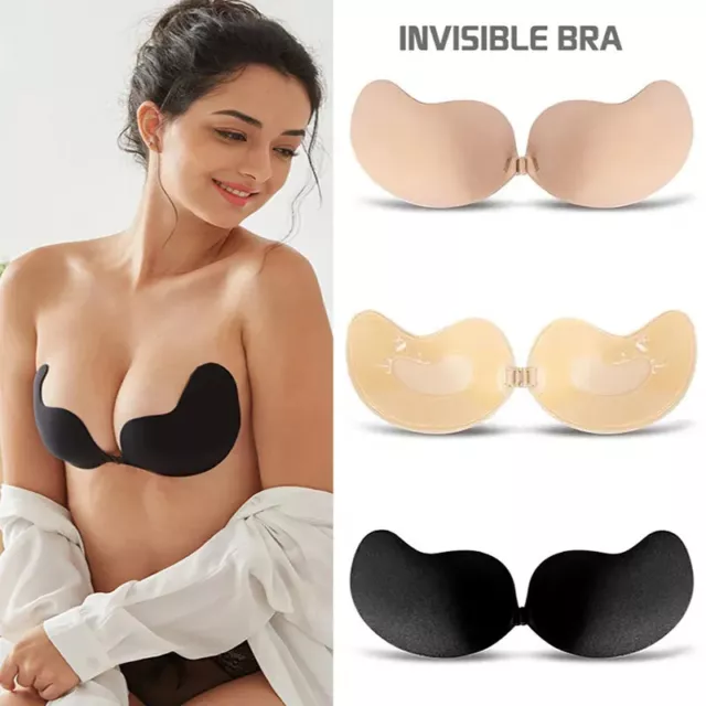 Silicone Adhesive Stick On Push Up Gel Strapless Women Invisible Backless  Bra