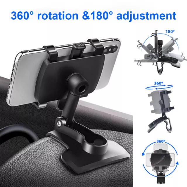 US Spida Mount 360° Universal Cell Phone Bracket Clip Car Dashboard Holder Stand 3