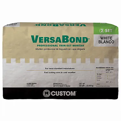 VersaBond Flex Series Thin-Set Mortar, White, Powder, 50 lb Bag