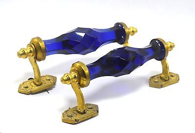 Handcrafted 2 Beautiful Door Handle Victorian Style Cabinet Pull Cut Glass Blue