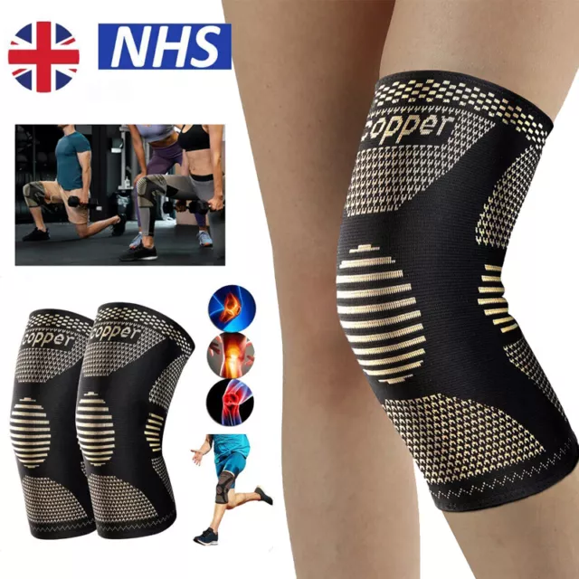 Copper Knee Support Compression Sleeve Brace Football Patella Arthritis Pain Gym