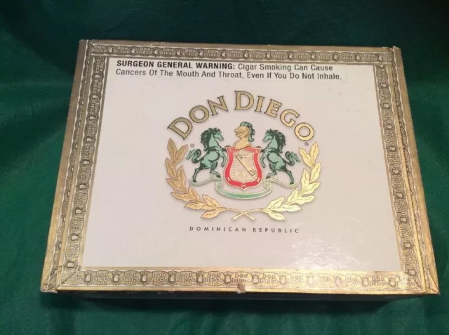 Don Diego Wooden Cigar Box Vintage w/ Cardboard Divider 60 Babies 8" Long Used