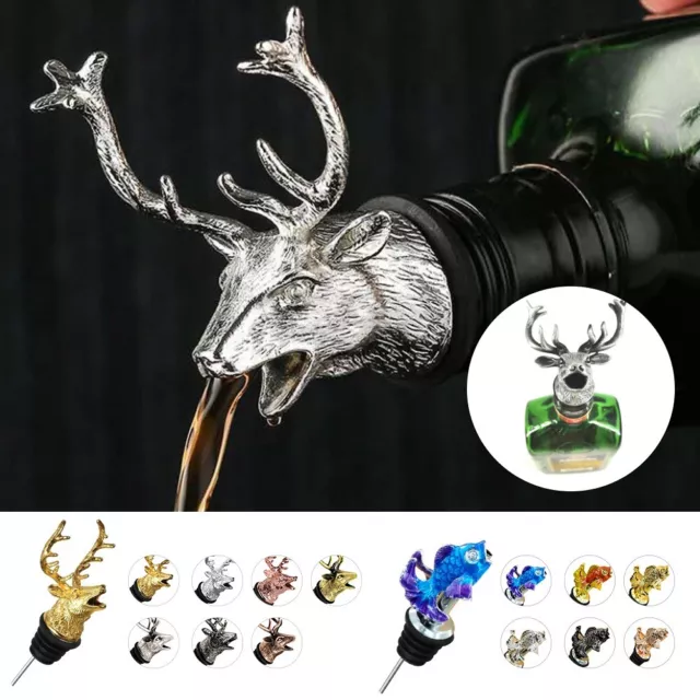 Deer Stag Head Wine Pourer Wine Bottle Stopper Wine Aerators Bar Tool Party #