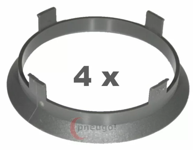 4 Stück Zentrierringe Kunststoff 60.1mm auf 57.1mm dunkelgrau