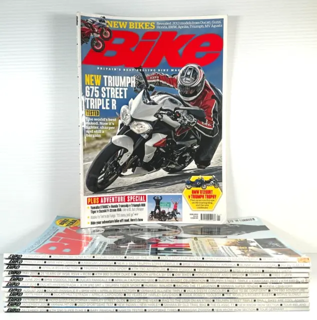 12x Bike Magazine Epic Motorcycling Issues 477 - 488 2013 Full Year Bundle Lot