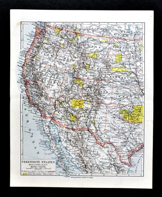 1900 Meyers Map Western United States California Texas Oregon Colorado Utah