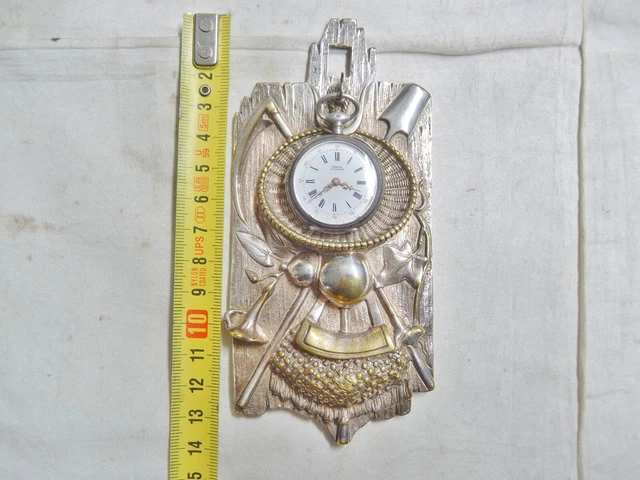 Porte Montre De Gousset Ancien En Argent Plaqué Or - Inscription "S", Occasion, Pièce Rare Et Vintage