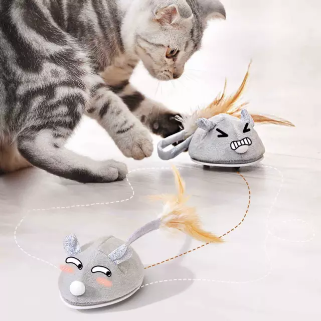 Jouet pour chat interactif avec rat souris électrique réaliste en plumes